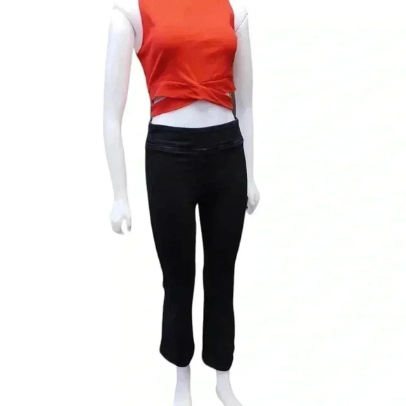 FRAME High Rise Black Flare Wide Waistband Slip On Jeans Size 1 - Picture 1 of 8